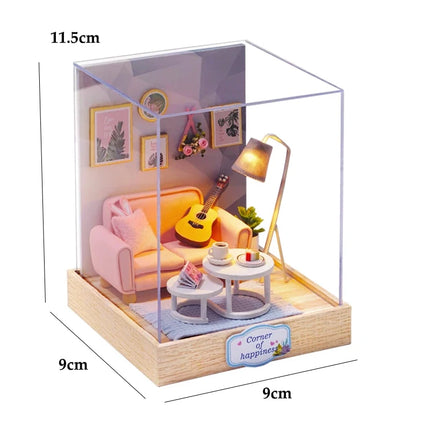 NEW DIY Wooden Book Nook Figurines Miniatures Doll House Kit 3D Puzzle Bookend for Friends Birthday Gifts Home Decor Crafts