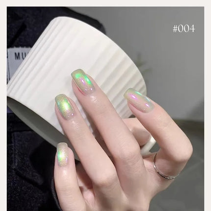 Ice Transparent Crystal Cat Eye Nail Polish Gel Mint Green Glass Bead Cat Eye Nail Magnetic UV Soak Off Gel Varnish Supplies