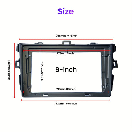 Vehicle Fascia 9 inch Frame 2 Din Car Radio Fascia for  Toyota Corolla 2007 2008-2012 Auto Audio Dash Kit Installation Frame