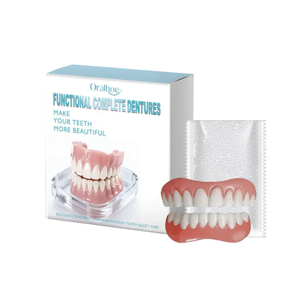Dentures Full Set Natural Upper Lower Braces Silicone Denture Set for Men Women Instant Confident Fake Tooth Oral Hygiene Care