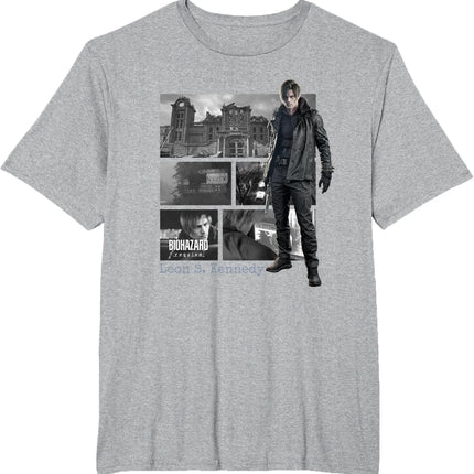 Resident Evil Leon S. Kennedy Requiem T-Shirt RE4 Remake Style Zombie Killer Raccoon City Survivor Horror Game Merchandise