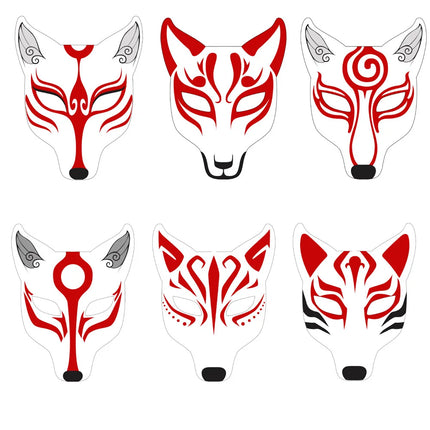DIY Leather Fox Mask Kabuki Kitsune Masks Japanese Anime Classics For Cosplay Masquerade Parties Prop Costume Accessory