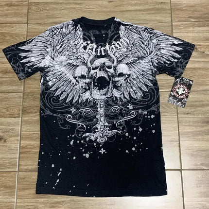 Y2K Gothic Harajuku Splice Printing White Long Sleeve New Punk Hip Hop Sexy T shirt Fashion Casual Pure Cotton Loose Tops Unisex