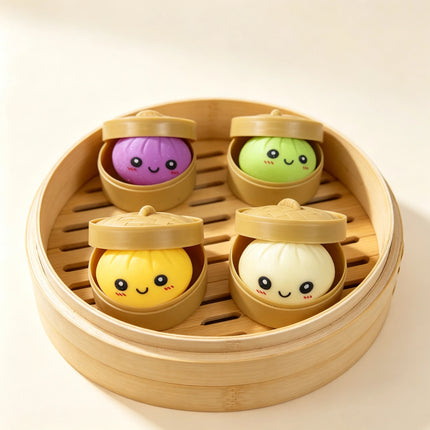 HOT Colorful Simulated Steamed Bun Squishy Blind Box 1-6pcs with Dumpling Sensory Squeeze Toy for Stress Relief