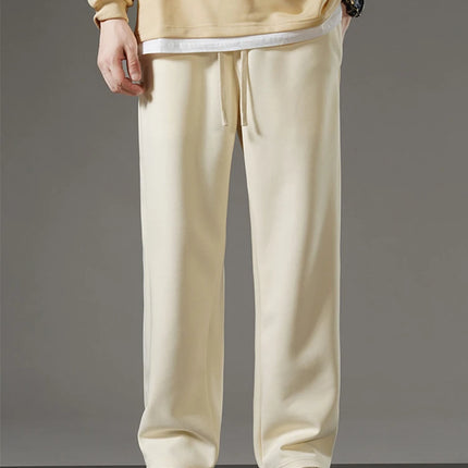 Spring Autumn Men Sweatpants Korean Fashion Sportswear Drawstring Wide Leg Straight Track Pants Cotton Casual Loose Trousers