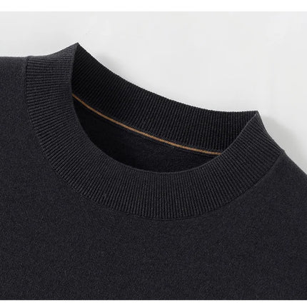 2026 Spring/Summer New Men's Short Sleeved 100% Wool T-Shirt Sweater O-neck Solid Color Loose Knit Pullover Business Casual Tops