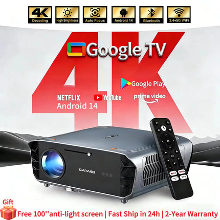 4K UHD Video projector 4000 ANSI Offcial Netflix Google TV Android 14 Beamer Native 1080P wifi auto focus TOF Movie Home Theater