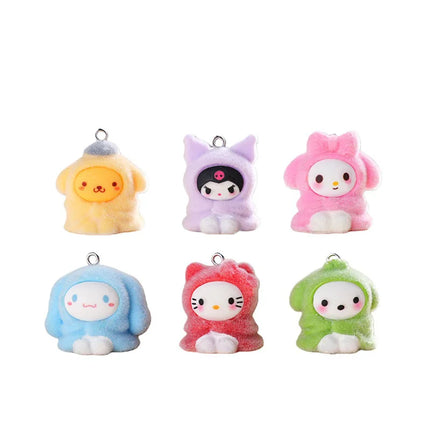 6/60PCS Cute Plush Keychain Pendant Resin Doll Bag Hanging Jewelry DIY Jewelry Accessories