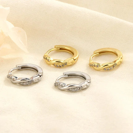 4PCS Fashion Stainless Steel Zirconia Star Huggie Hoop Earrings Set for Women Curious Pendant Flower Ear Stud Piercing Jewelry