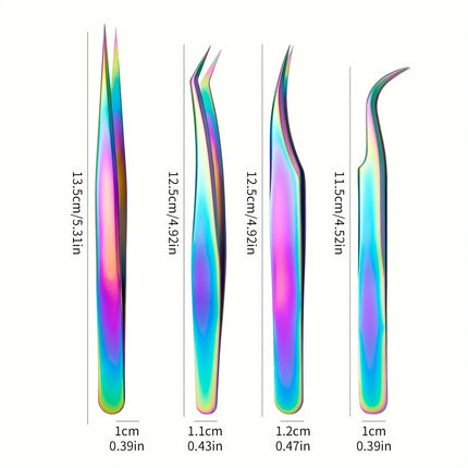 Precision Stainless Steel Eyelash Tweezers for Eyelash Extensions Nail Stickers And Rhinestones Straight Curved And Pointed