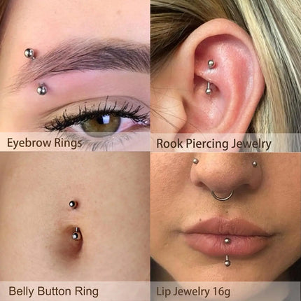 1-9PCS Golden Eyebrow Stud Rings Piercing Jewelry Rook Surgical Steel Silvery CZ Tiny Labret Lip Navel Belly Helix Tragus 16G