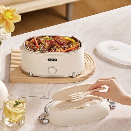 60W Electric Lunch Box Portable 1200ml Water-free Keep Warm Lunch Box Office 304 Stainless Steel Rapid Food Heating Tool