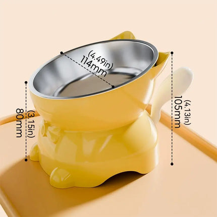 Cat Bowl Creative Inclined Kitten Puppy Food Feeding Bowls, Cat Bowls Tilted Neck Guard Cat Food Bowl Neck Protection Design