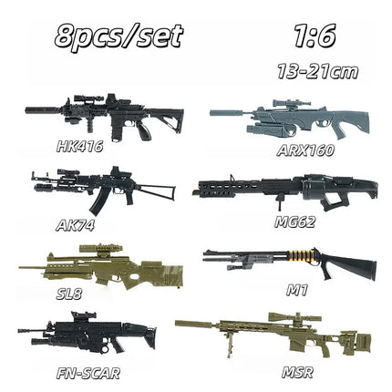 1/6 Assemble Gun Model Machine Gun Submachine Shotgun Sniper Rifle SVD AK47 MP40 MG42 Plastic Assembly Kit 8pcs/set