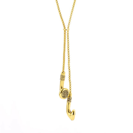 Fashion Necklace Hip-hop Kirsite Music Headphones Earbuds Pendant Metal Men Clothing Accessories Necklace