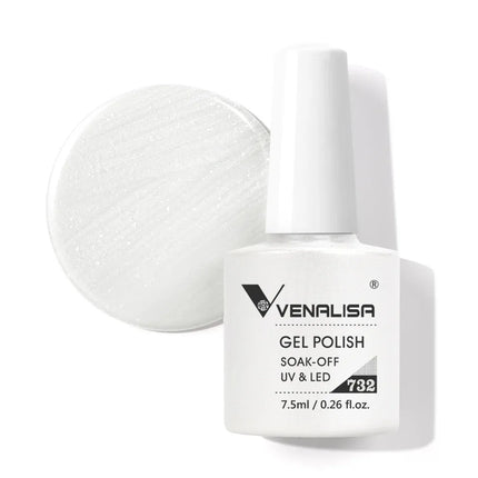 Venalisa 7.5ml Gel Nail Polish, White Cap, Glass Formula, No Wipe Top Coat, UV LED Soak-Off Glitter Color Nail Lacquer