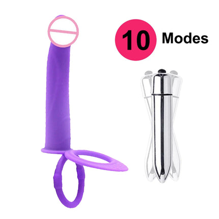 Double Penetration Strapon Dildo Vibrator Silicone Strap On Penis Anal Plug Cock Ring Adult Sex Toys for Men Women