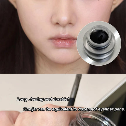 Waterproof Matte Red Eye Liner Paste with Blade Brush Soft Easy Coloring Slim Bold Gel Eyeliner Silkworm Cream Natural Tint