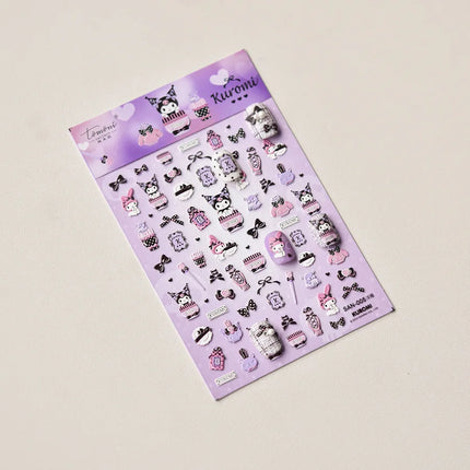Embossed Sanrio Series Nail Stickers My Melody Hello Kitty Self-Adhesive Nail Parts Long-Lasting Colors Kuromi Nail Accessories