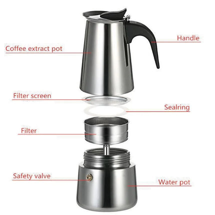 110V/220V Electric Coffee Maker Portable Stainless Steel Mocha Pot Electric Italian Coffee Maker Percolator Heated Coffee Stove