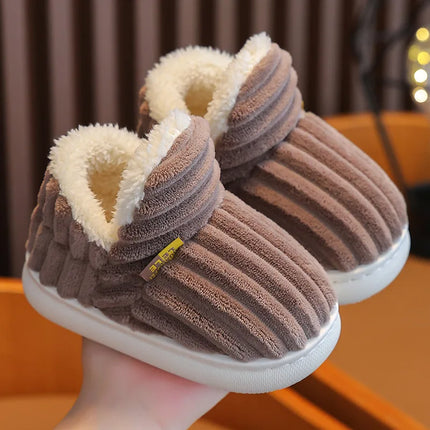 SmilePoP New Classic Fuzzy Kids Shoes Winter Outdoor Warm Antiskid Children's Slippers Indoor Furry Comfortable Home Girl Shoes