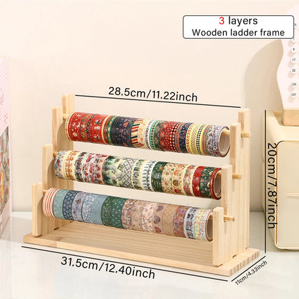 1pc multifunctional wooden tape and sticker storage rack suitable for necklace organizer for office desktop storage display rack