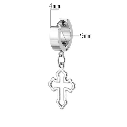 Classic Simple Cross Pendant Earrings Stainless Steel Fashion Vintage Geometric Stud Ear Jewelry Party Gifts For Women Men