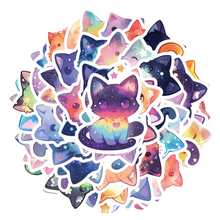 50 Pieces of Dreamy Cat Stickers, Suitable for Water Bottles, Laptops, Phone Decorations, Suitcases, Skateboards, Guitars, Gift Boxes, Party Decorations, Holiday Gifts
