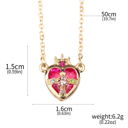 Anime Cartoon Moon Tsukino Usagi Enamel Keychain Necklace for Women Girl Magic Brooch Aino Minako Pin Cosplay Jewelry Gift