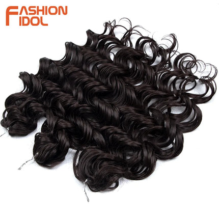 FASHION IDOL 24inch 300g Deep Wavy Crochet Hair Synthetic Twist Curly Hair Crochet Braids Ombre Rainbow Braiding Hair Extensions