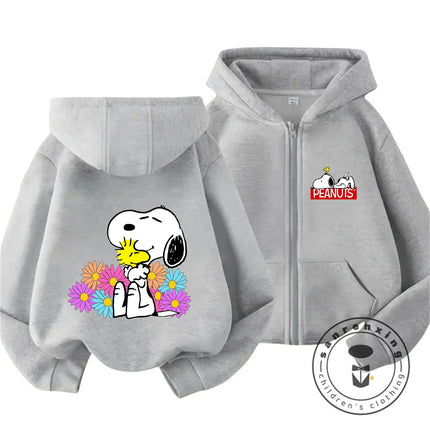 New Style Kids Zipper Hoodie Cute Cartoon Print Autumn Winter Trendy Hooded Street Wear Snoopy Boys Girls 3 14