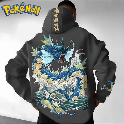 Pokémon Men's Hoodie 2025 Autumn/Winter Anime Gyarados Print Loose Street Casual Japanese Trendy Versatile Original Jumper Top
