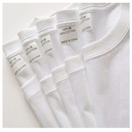 2PCS 100% Cotton Solid T-Shirts Men's and Women's Short Sleeve White Tees Casual Breathable Loose Round Neck T-shirt Couple Tops