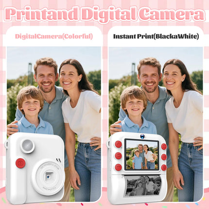Kids Camera 1080P HD with Mini Thermal Printer Video Recorder Instant Print Photo Gift for Children