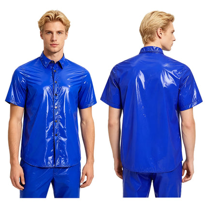 Men Glossy Waterproof Shirt Pants Raincoat Windbreaker for Camping Fishing Hiking Cycling Climbing Yoga Sauna Hip Hop Dance