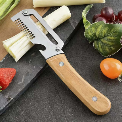 2026 New Paring Knife Ergonomic Wood Handle Knife Stainless Steel Vegetable Peeler with Wooden Handle 2-in-1 Fruit Potato Peeler
