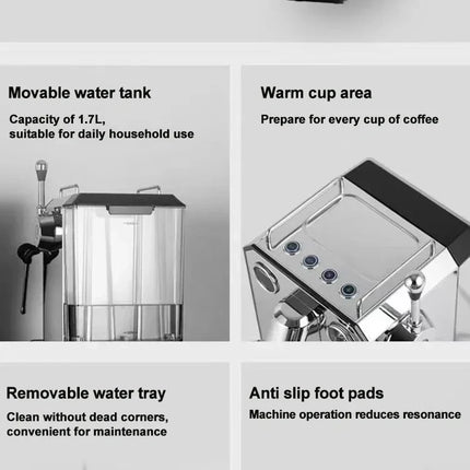 Gemilai 3006 Italian Espresso Coffee Maker Machine Cappuccino Milk Frother Semi-automatic Espresso Machine