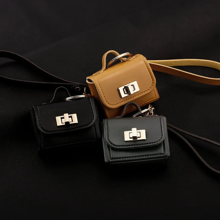 Mini Leather Openable Small Bag Keychain Pu Leather Hand Strap Coin Purse Accessories Pendant Mobile Phone Bag Jewelry Gift
