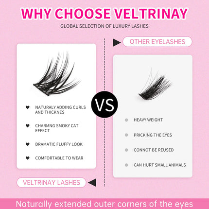 Veltrinay DIY Lash Extension Kit Natural Volume Includes Eyelash Tweezers Bonding Glue For Salon-Quality Results at Home Makeup