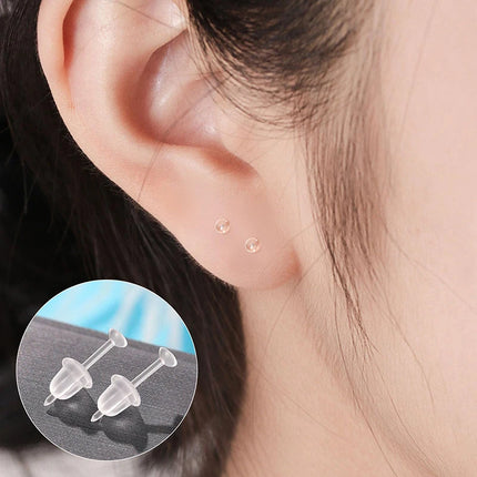 10/20/50/100PCS Transparent Earrings Jewelry Parts Decor  Plastic Stud Earring Anti Allergy Ear Protect From Ear Hole Blockage