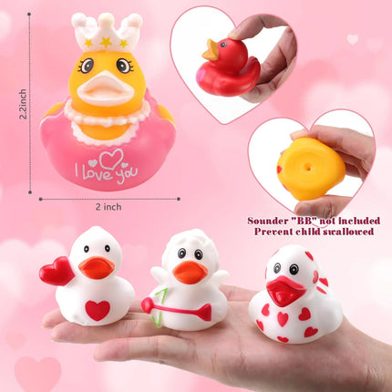 12-60pcs Valentines Day Rubber Ducks,Funny Jeeps Ducks for Ducking,Bulk Mini Small Rubber Duckies,Pool Bathtub Toys Party Favors