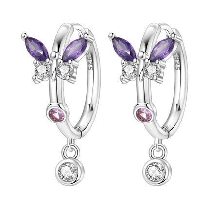 925 Sterling Silver Inlaid Zircon Butterfly Earrings Insect Element Original Design Women's Fashion Party Jewelry Gift Ear Loops