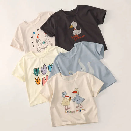 Kids T-shirts 2025 Summer Children Tees Cartoon Tops for Boys Short-sleeve Girls Blouse Toddler Outfits Baby Outerwear Clothing