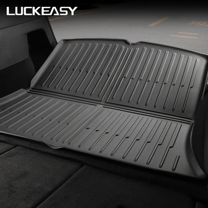 LUCKEASY For Tesla Model Y Rear Seat Backrest Protective Pad Trunk Mat Anti-Kick Pad Car Interior Accessories 2021-2024