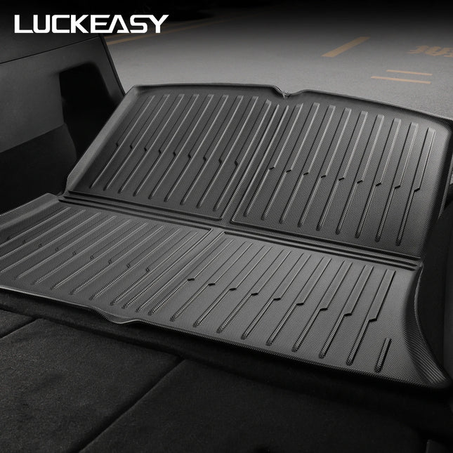 LUCKEASY For Tesla Model Y Rear Seat Backrest Protective Pad Trunk Mat Anti-Kick Pad Car Interior Accessories 2021-2024