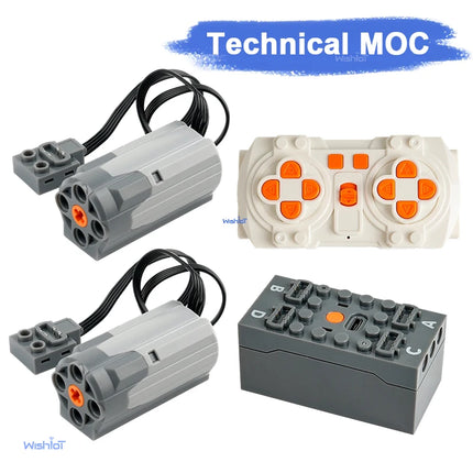 MOC Bluetooth Remote Control Set with Rechargeable Battery Box Programmable M Motor for Technical-Compatible Building Blocks DIY