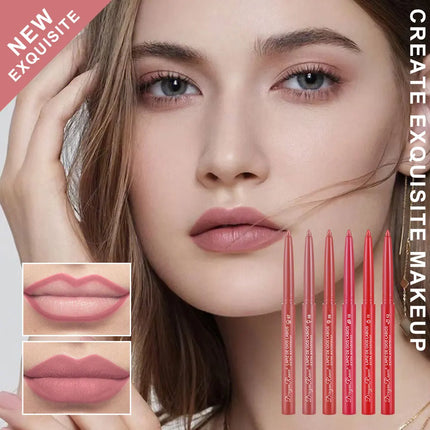 Lip Liner Lipstick Pen Waterproof Long-Lasting Contouring Lip Pencil Matte Finish Beginner Automatic Lip Liner Bean Paste Color Contouring Pen Automatic Rotating Lip Liner