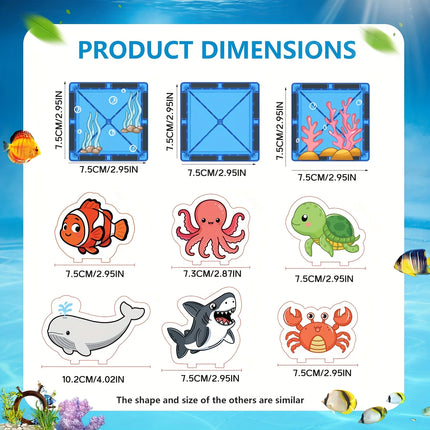 Magnetic Building Blocks for Children, Ocean Animal Scene, Creative Play, Children's Learning Birthday Gift