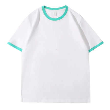 210G Heavy Cotton Men's T-shirt Edge-bumping O-Neck Short-sleeved Man T shirt Contrasting Color Splicing Men T-shirt Tops Tees