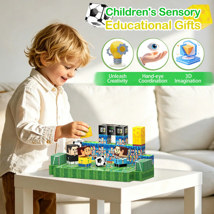 Soccer Magnetic Building Blocks Set Creative DIY Football Player Magnetic Cubes Educational STEM Sensory Toy For Kids Boys Gift